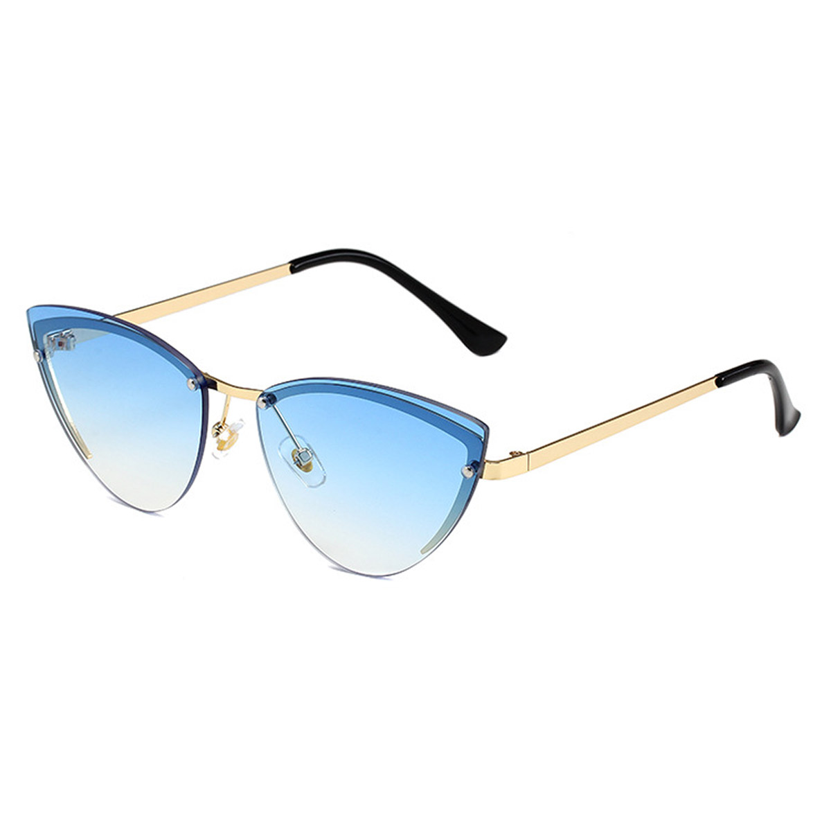 Cat-eye oceaankleurige metalen zonnebril