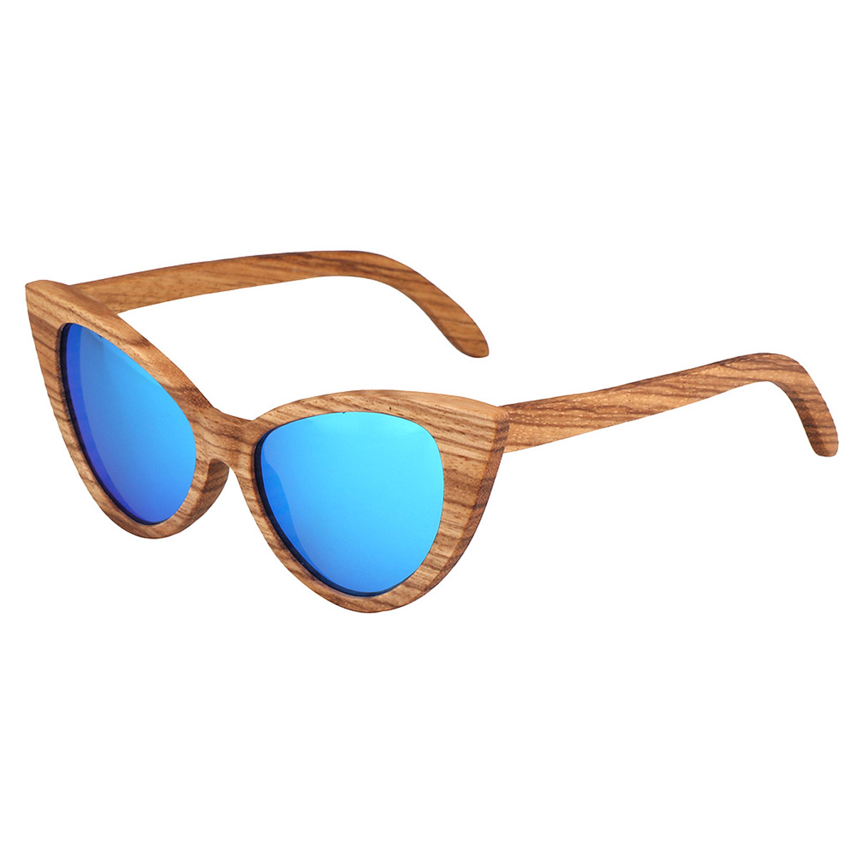 Stijlvolle houten zonnebril met cat-eye montuur